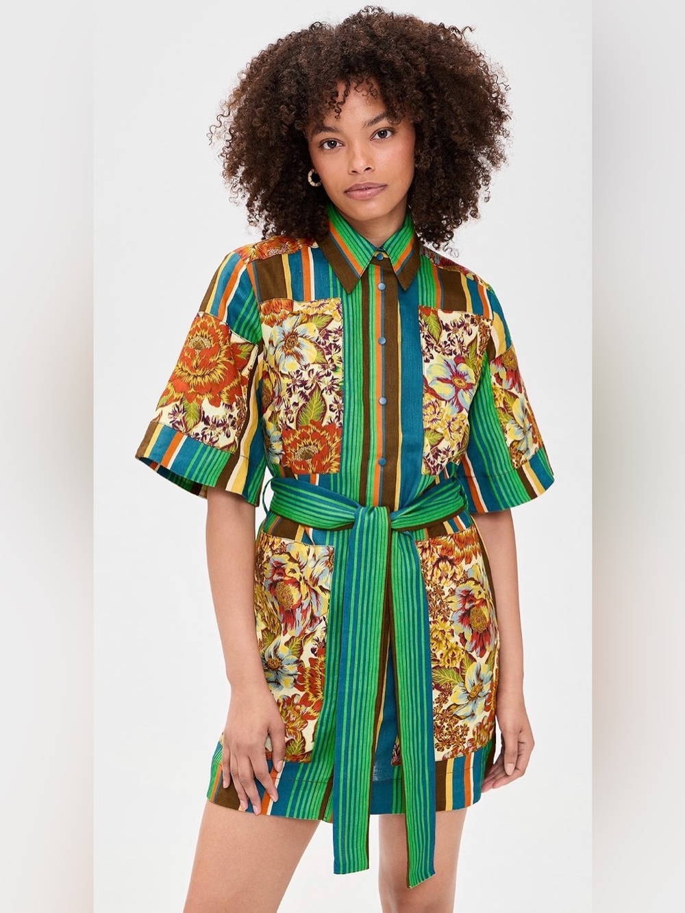 Alemais NWT Charlie Linen Mini Shirt Dress Belted Button-down US 8